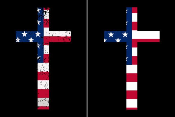 American Flag Cross Christian Religious Graphics and Print Templates