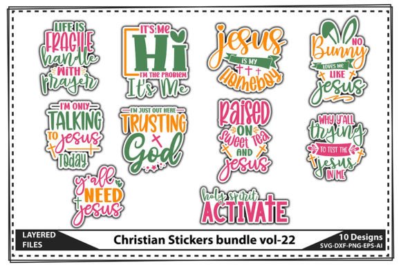 Christian Stickers Bundle Vol-22: Graphics for Faith-Focused Crafts