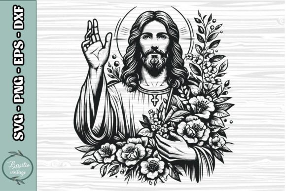 Floral Jesus SVG Clipart 15: Graphics for Crafts and Creative Design