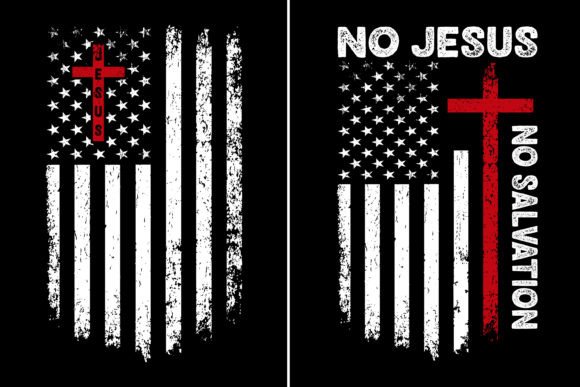 Jesus Cross with USA Flag Design Graphics & Print Templates