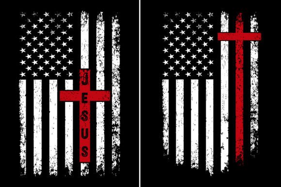 Jesus Distressed American Flag Design Graphics