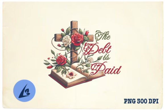 Jesus Paid It Floral Cross Book PNG: A Graphics Asset for Crafts