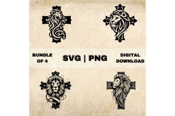 Lion Cross SVG Bundle: Christian Faith Graphics & Crafts