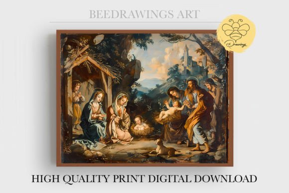 Oil Painting Jesus Wall Art 01: Graphics & Illustrations for Creative Marketing