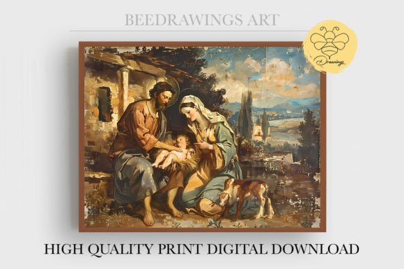 Oil Painting Jesus Wall Art 08: Illustrations & Graphics for Branding