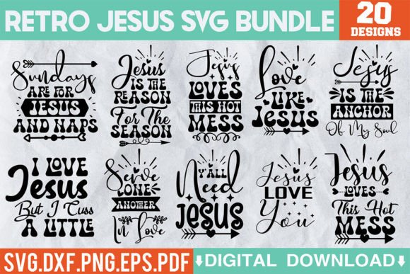 Retro Jesus SVG Bundle: Graphics for Faith-Based Crafts & Content