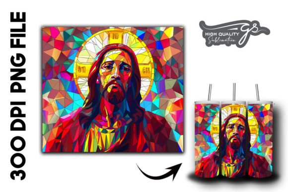 Stained Glass Jesus Tumbler Wrap 24 Graphics & Backgrounds