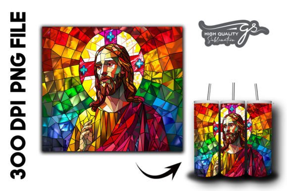 Stained Glass Jesus Tumbler Wrap 25 Graphics for Tumbler Wraps