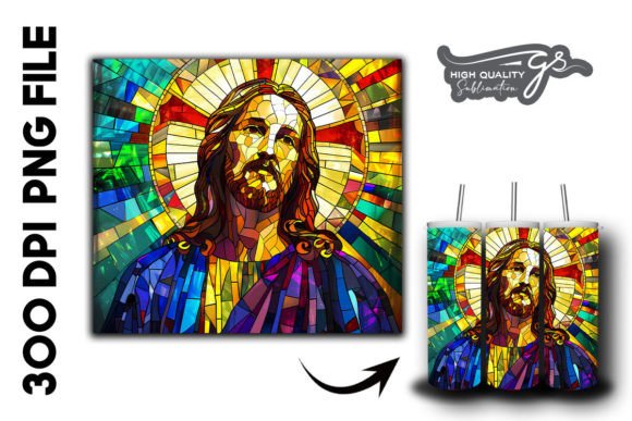 Stained Glass Jesus Tumbler Wrap 27 Graphics