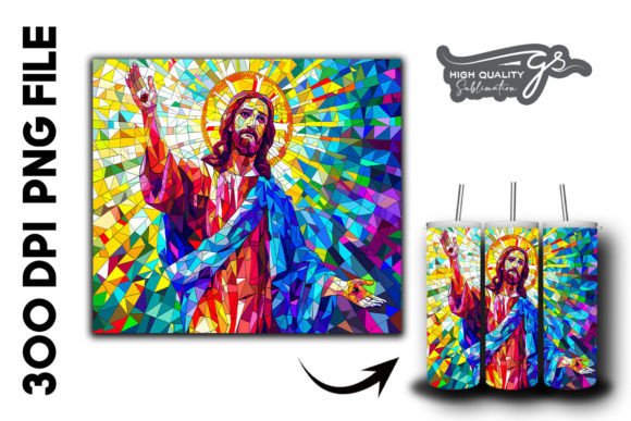 Stained Glass Jesus Tumbler Wrap 30 Graphics