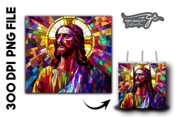 Stained Glass Jesus Tumbler Wrap 36 Graphics