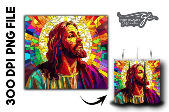 Stained Glass Jesus Tumbler Wrap 37 Graphics